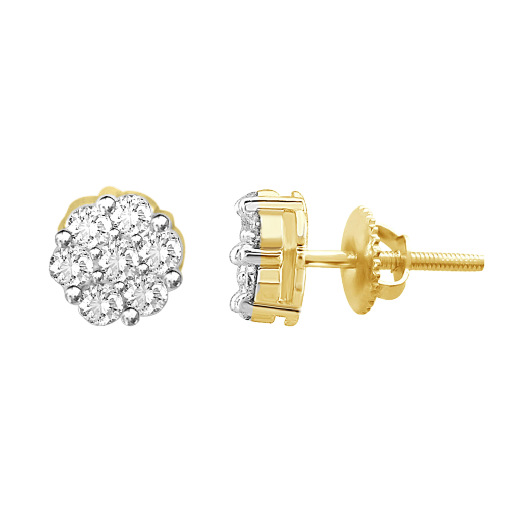 1/6CTW 10K Yellow Gold Diamond Flower Earrings - Rogers & Brooke Jewelers