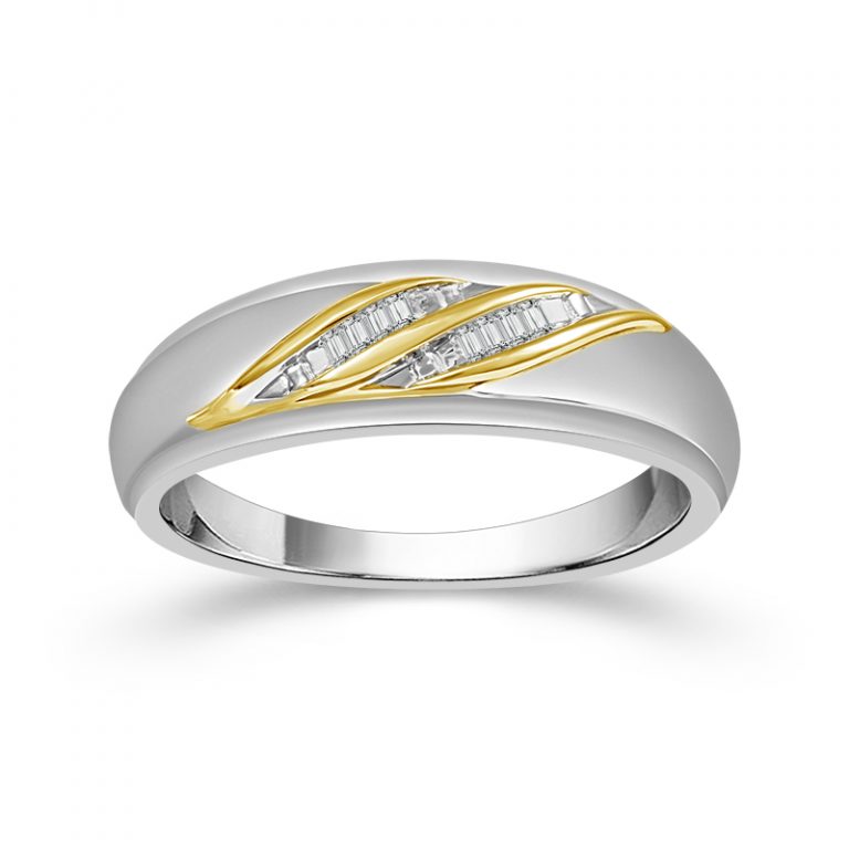Men s Diamond White Yellow Gold Wedding Band Rogers Brooke Jewelers