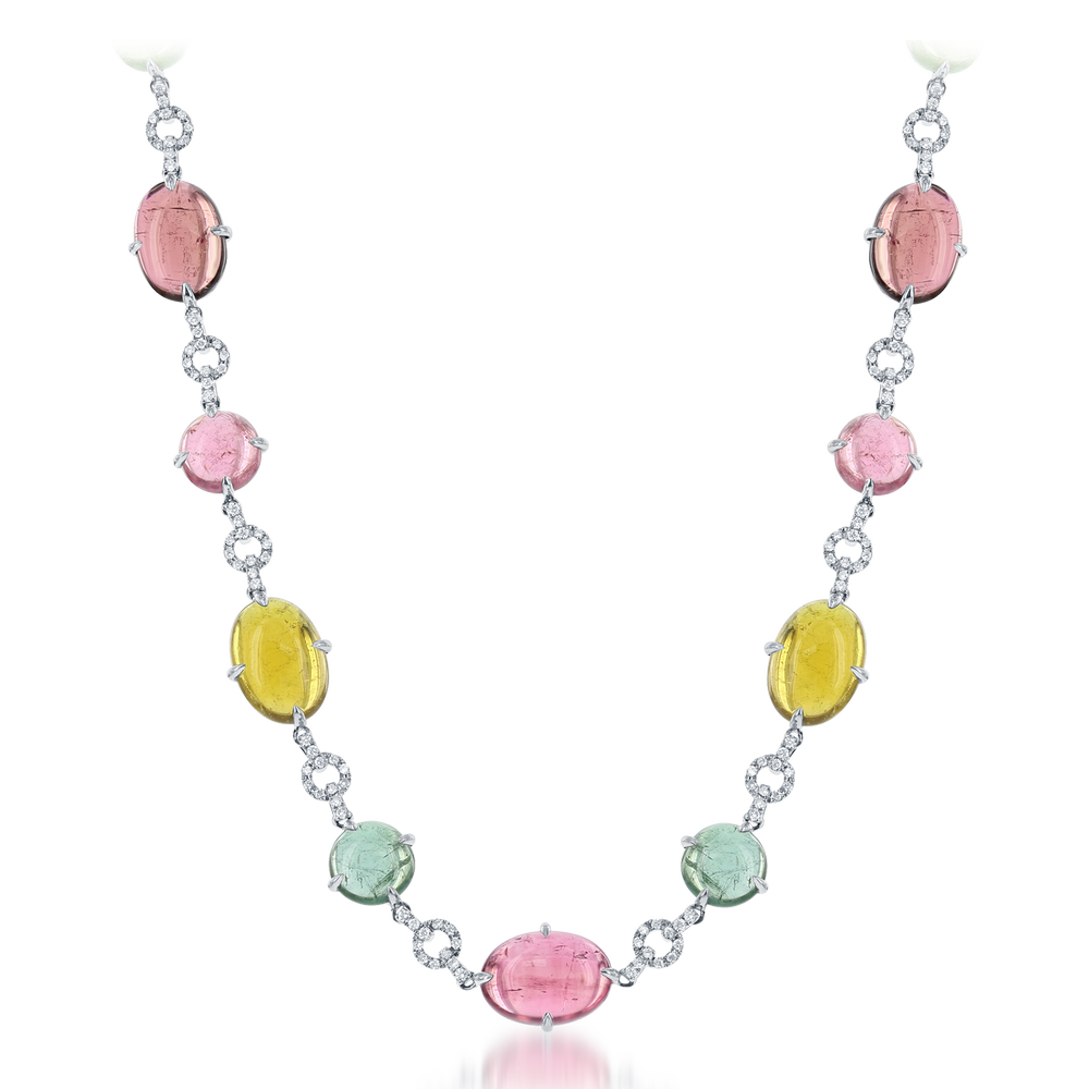 18K WHITE GOLD DIAMOND AND MULTI COLOR TOURMALINE NECKLACE - Rogers ...