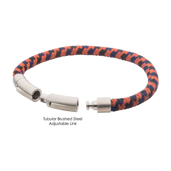 6mm Burnt Orange, Blue & Black Nylon Cord Bracelet - Rogers