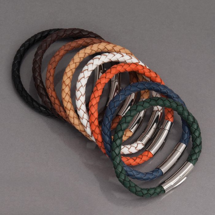 Gray Soft Python Snake Leather Bracelet with Hinged Polished