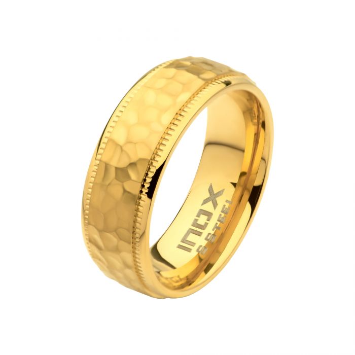 thumbnail image 2 of Meravi Solid Titanium Dome Wedding Band – 6mm Comfort Fit With 18k Gold IP – Unisex Promise Ring 2 of 5
