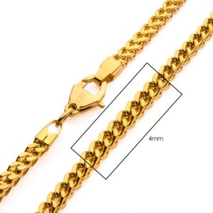 4mm 18K Gold IP Franco Chain Necklace