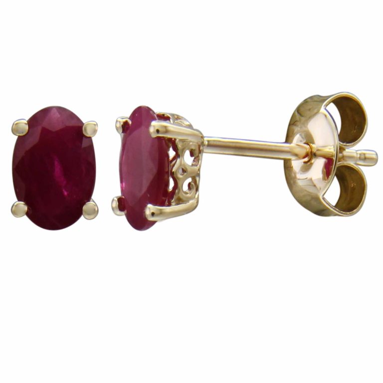 14K YELLOW GOLD RUBY EARRING - Rogers & Brooke Jewelers