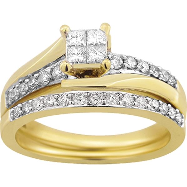 0000377 ladies bridal ring set 2 ct roundprincess diamond 14k yellow gold