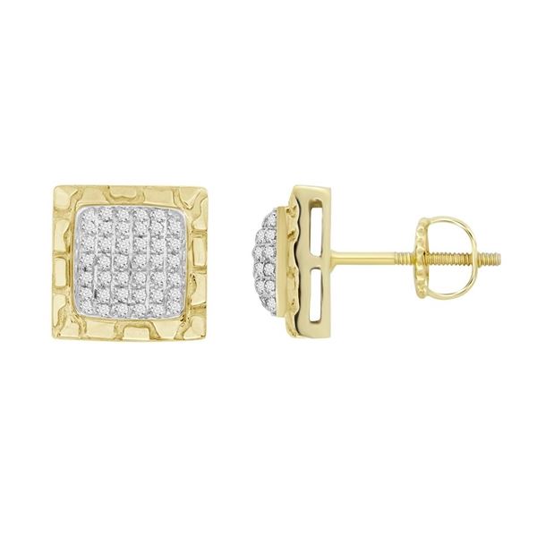 0001500 025ct rd diamonds set in 10kt yellow gold mens earring