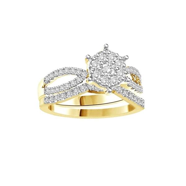 0001952 ladies bridal ring set 1 ct round diamond 14k yellow gold