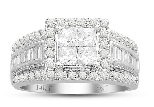 0002092 150ct rdpcbgt diamonds set in 14kt white gold ladies ring