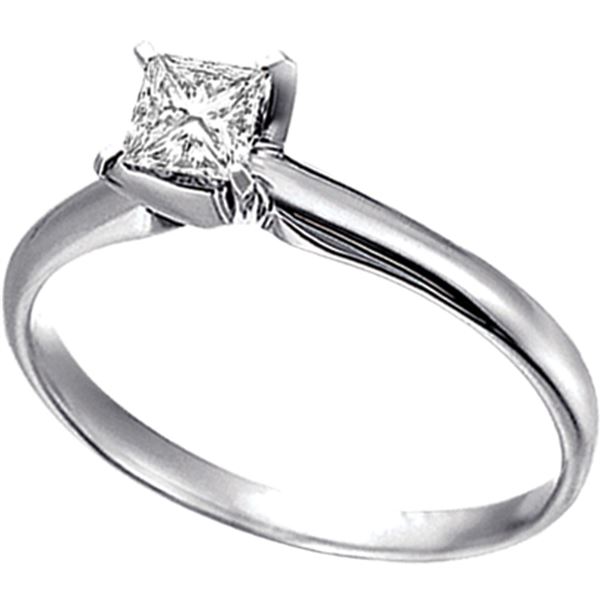 0002119 ladies ring 14 ct princess diamond 14k white gold