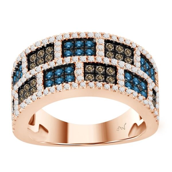 0002223 125ct chocolatebluerd diamonds set in 10k rose gold ladies ring