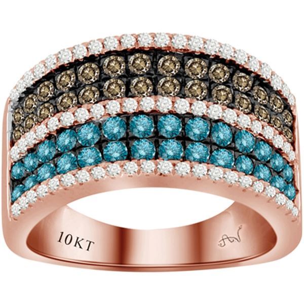 0002229 150ct rdblue diamonds set in 10kt rose gold ladies ring