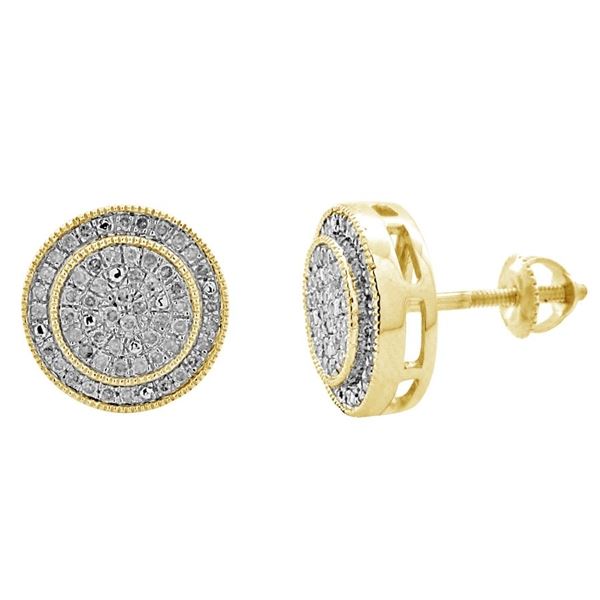 0002763 035ct rd diamonds set in 10kt yellow gold mens earring
