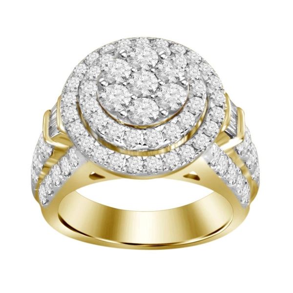 0002870 ladies ring 3 ct round baguette diamond 10k yellow gold