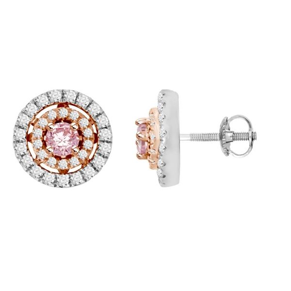 0003028 070ct rdrose diamonds set in 14kt white rose gold ladies earring