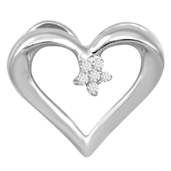 0003049 ladies heart pendant with chain 003 ct round diamond silver