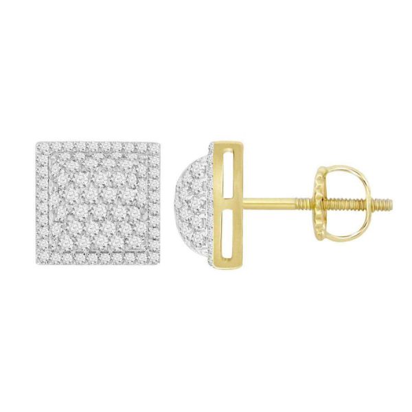 0003342 100ct rd diamonds set in 10kt yellow gold mens earring