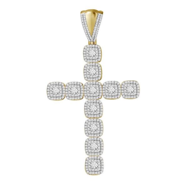 0003406 225ct rd diamonds set in 10kt yellow gold ladies cross pendant