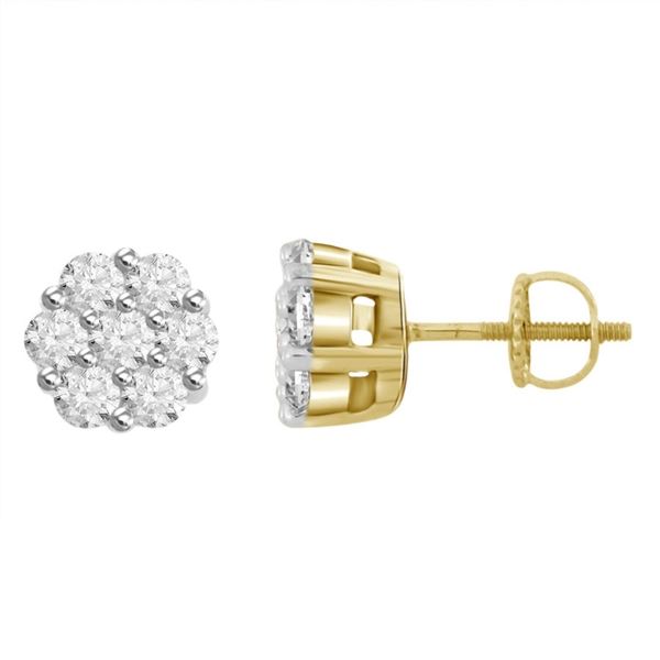 0003525 ladies earrings 16 ct round diamond 14k yellow gold