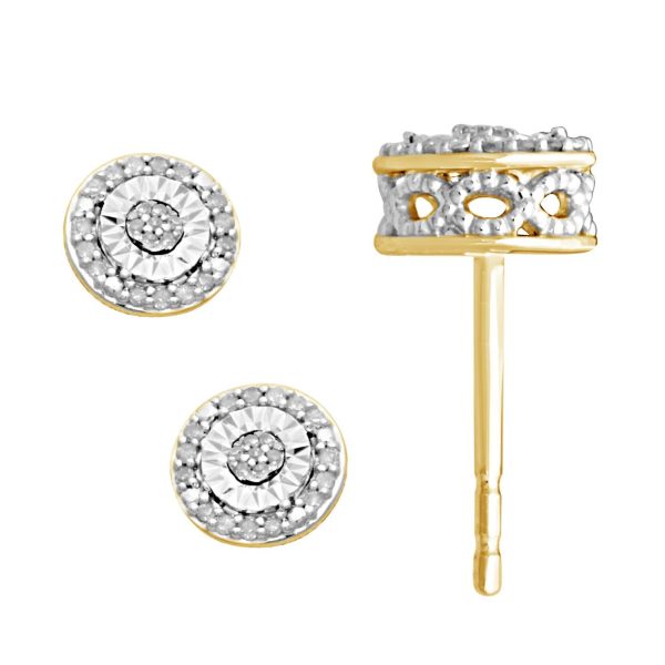 0003889 010ct round diamond set in 10k yellow gold ladies earrings