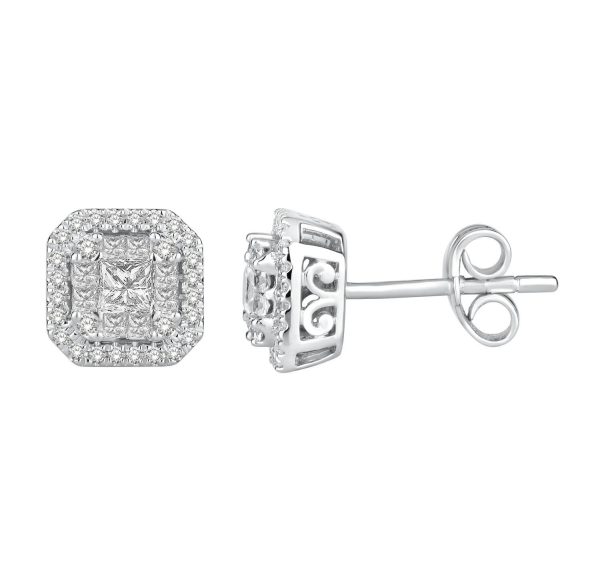 0004006 ladies earrings 34 ct roundprincess diamond 14k white gold