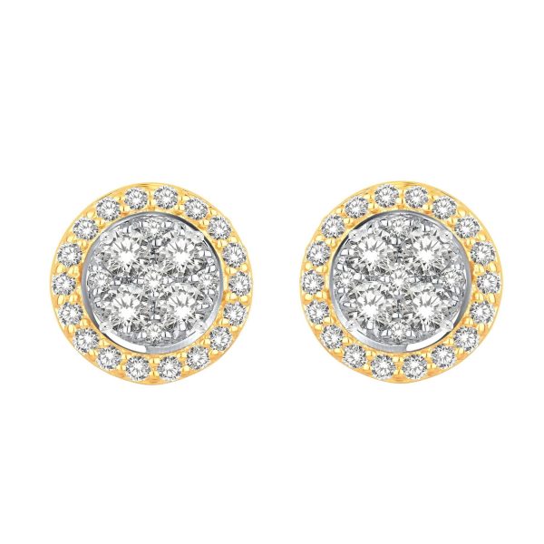 0004008 ladies earrings 12 ct round diamond 10k tt white yellow gold