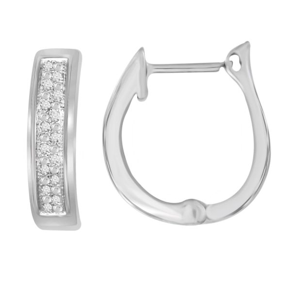 0004091 010ct rd diamonds set in silver hoop earring
