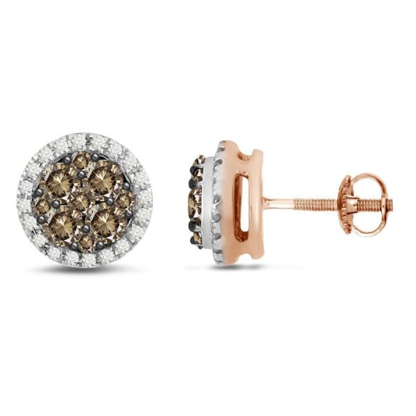 0004145 050ct rdchoc diamonds set in 14kt rose gold ladies earring