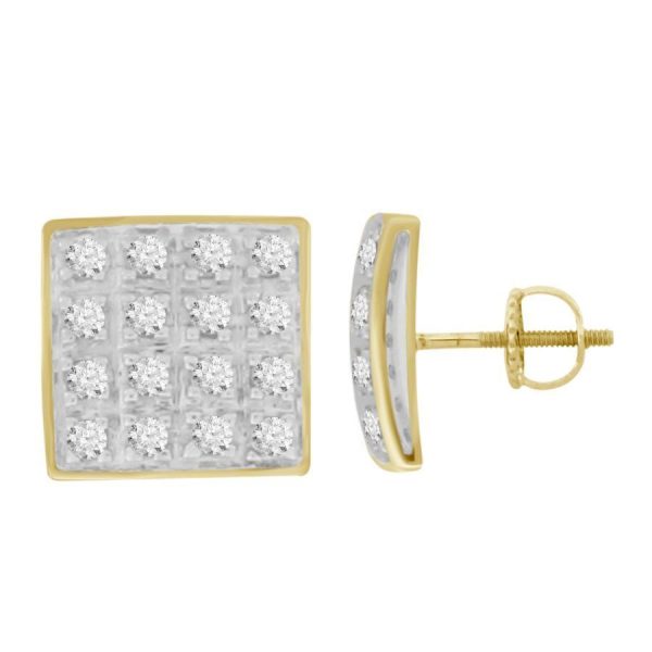 0004360 mens yuva earrings 120 ct roun diamond 10k yellow gold