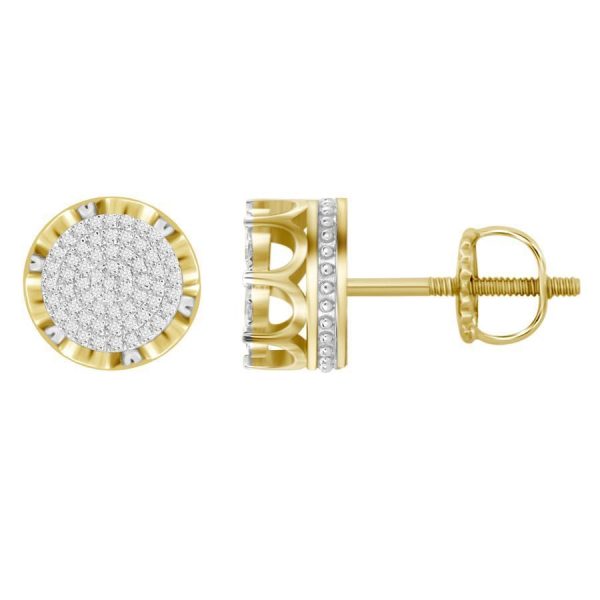 0004537 035ct rd diamonds set in 10kt yellow gold mens earring