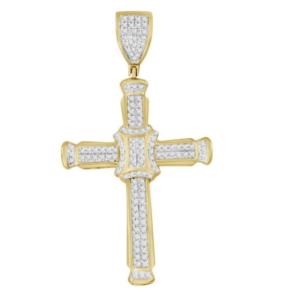 0004562 040ct rd diamonds set in 10kt yellow gold mens cross pendant