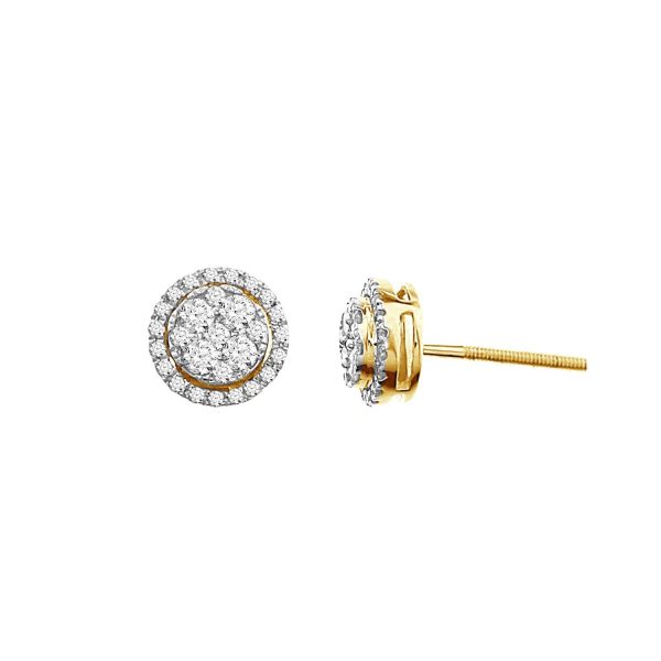 0004788 ladies earrings 12 ct round diamond 14k yellow gold