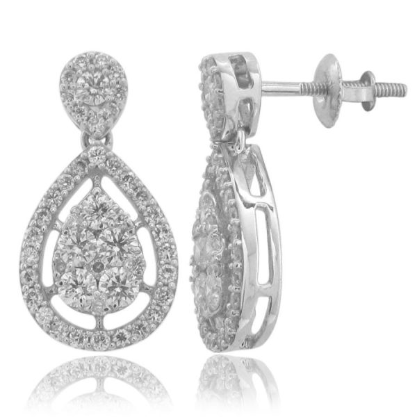 0004815 100ct rd diamonds set in 14kt white gold ladies earring