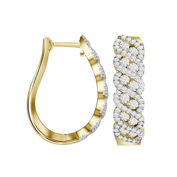 0005076 100ct rd diamonds set in 14kt yellow gold ladies hoops earring