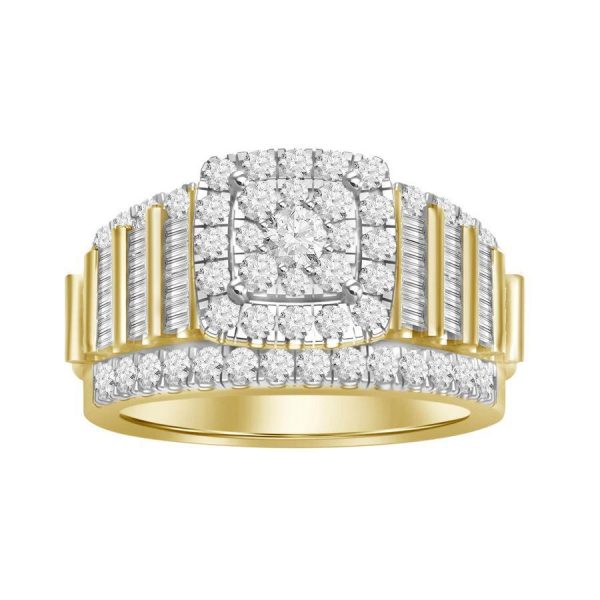 0005091 150ct rdbgt diamonds set in 10kt yellow gold ladies ring