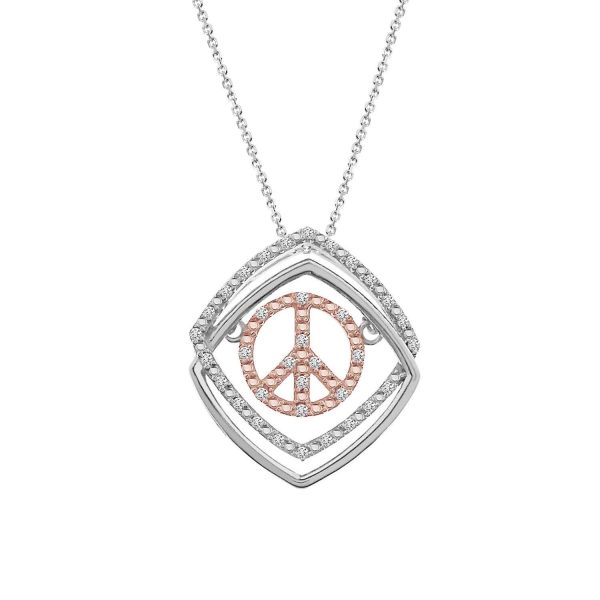 0005317 ladies pendant with chain 110 ct round diamond silver 10k rose plated