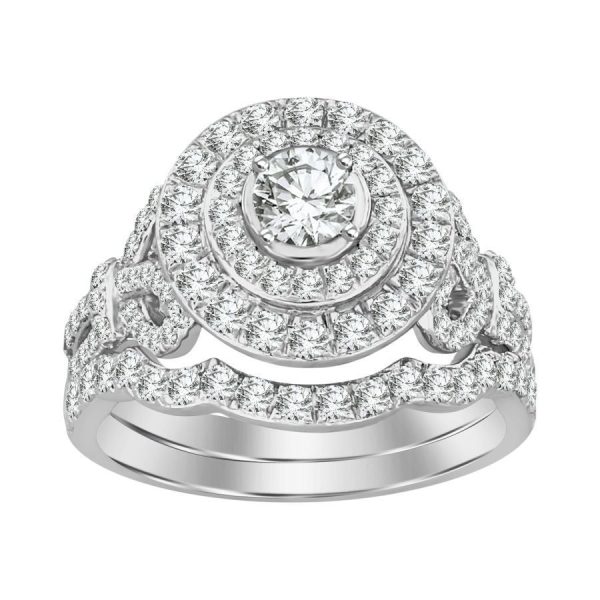 0005760 ladies bridal ring set 1 12 ct round diamond 14k white gold
