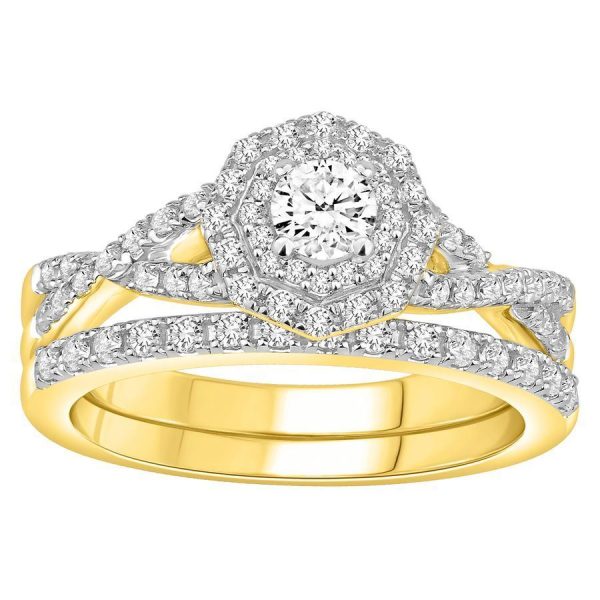 0005908 075ct rd diamonds set in 14kt yellow gold ladies bridal ring