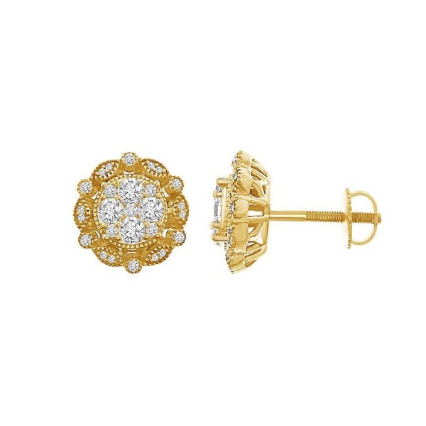 0006047 100ct rd diamonds set in 10kt yellow gold ladies earring