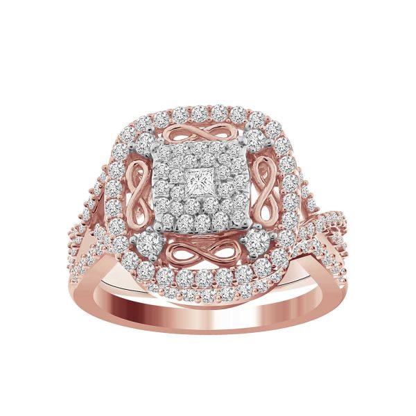 0006116 ladies bridal ring set 1 ct round diamond 14k tt white rose gold