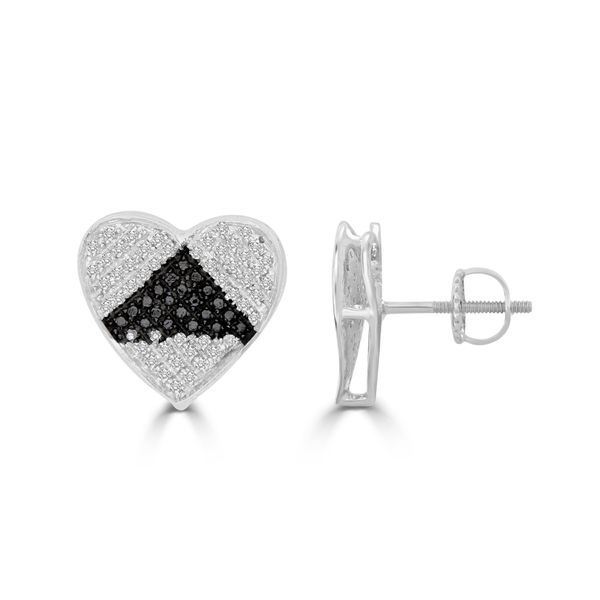 0006402 030ct rdblck diamonds set in silver ladies heart earring