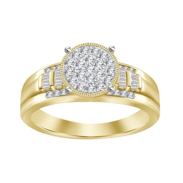 0006770 ladies ring 12 ct roundbaguette diamond 10k yellow gold