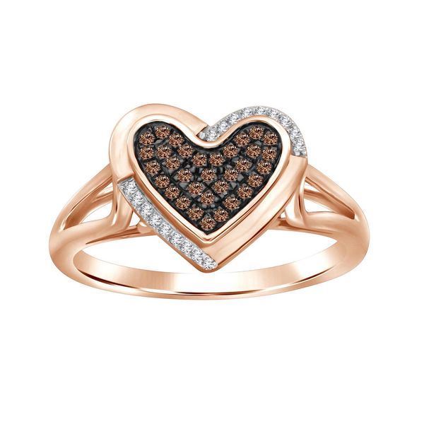 0006825 ladies ring 16 ct whitechocolate round diamond 10k rose gold