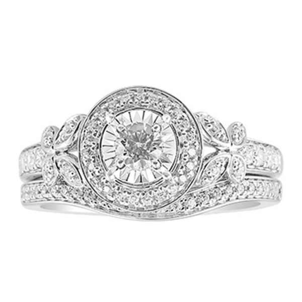 0007307 050ct rd diamonds set in 14kt white gold ladies bridal ring