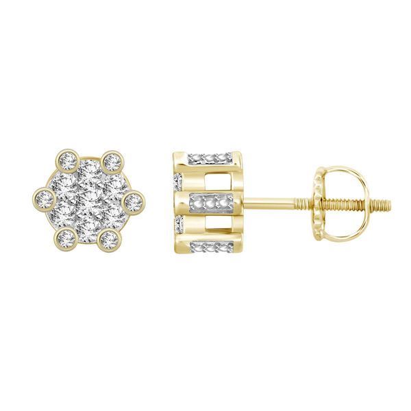 0007365 100ct rd diamonds set in 10kt yellow gold mens earring