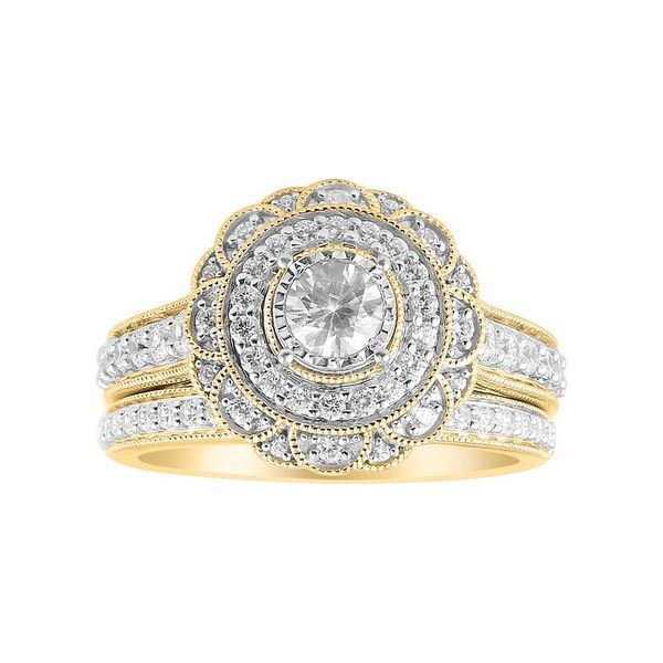 0007482 ladies bridal ring set 1 ct round diamond 14k yellow gold