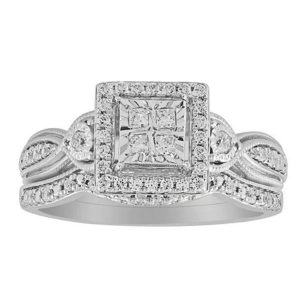0008569 033ct rdpc diamond set in 10kt white gold ladies bridal ring