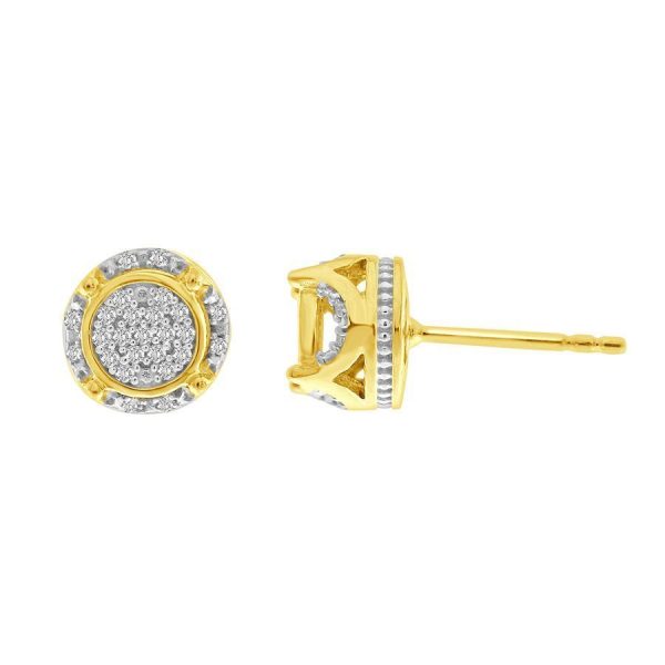 0009290 mens earrings 16 ct round diamond 10k yellow gold