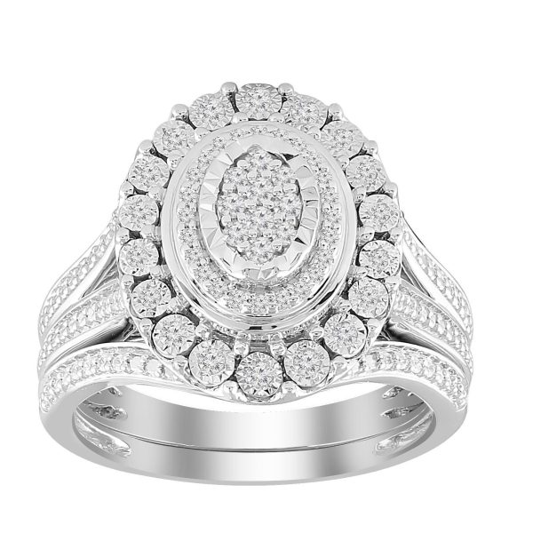 0009333 ladies bridal ring set 13 ct round diamond 10kt white gold