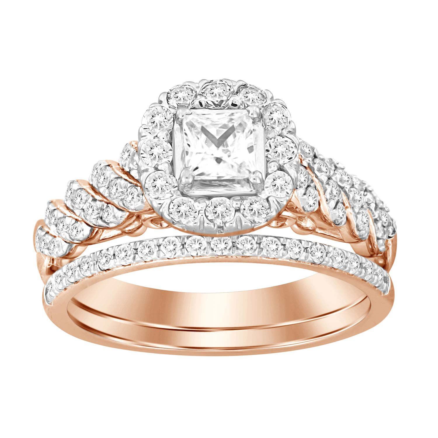 10K Yellow Gold Diamond Bridal Ring Set 1 Carat