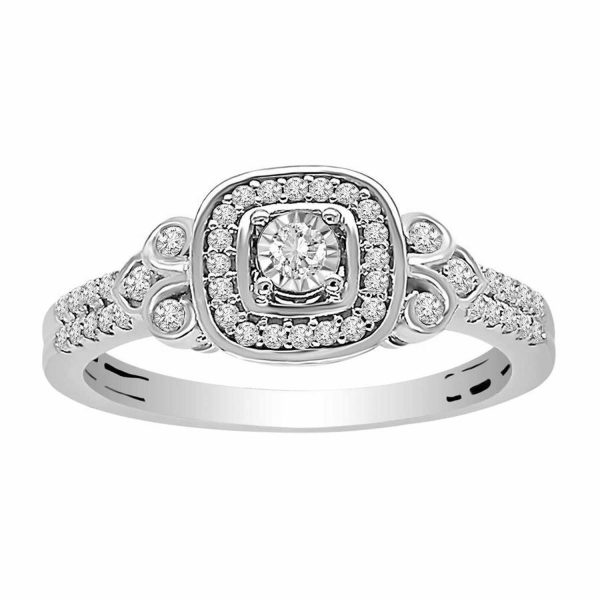 0012490 ladies engagement ring 14 ct round diamond 10k white gold